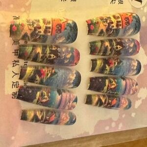 Artistic Press On Nails, Colorful Painted Design, 10 Piece Set‎